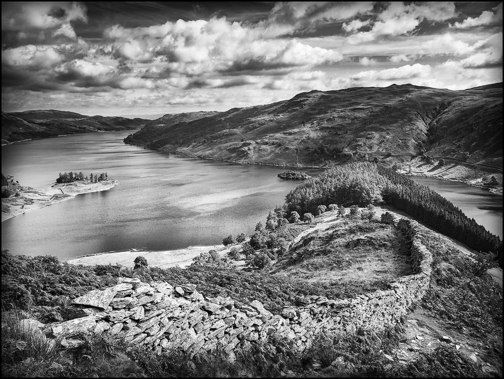 Drystone wall on the slopes of the Rigg looking towards Haweswater.