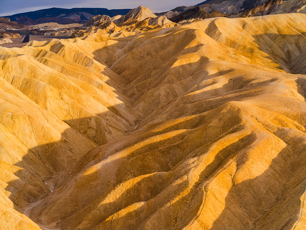Sunset at the Zabriskie Point Badlands. Captured on a GX1 with 14-45mm lens and post processed using Nik Viveza