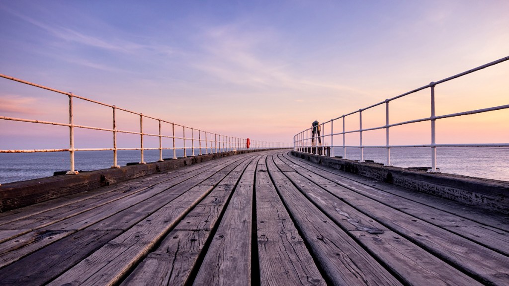 Whitby Pier at Sunrise. Captured on a Sony RX100.