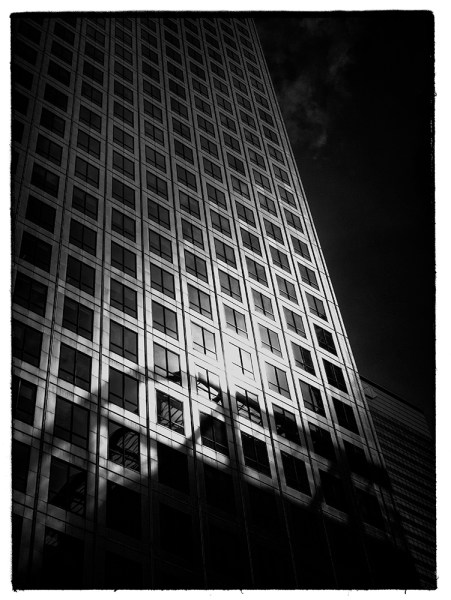 Canary Wharf in London's Docklands. Panasonic Lumix GM1 with 12-32mm lens. Post processing in Nik SIlver Efex Pro and Nik Analog Efex.