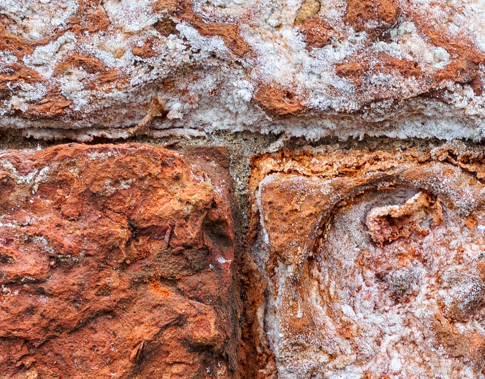 A 100% close up of a section of the wall shows just how much detail this lens can capture.