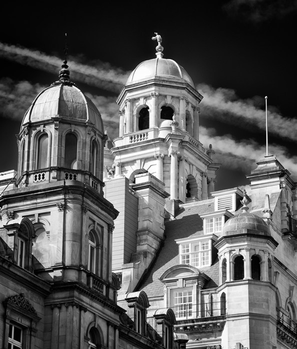 Liverpool Skyline. The new Brush tool was helpful in selectively darkening the sky whilst using a Gradient Filter.