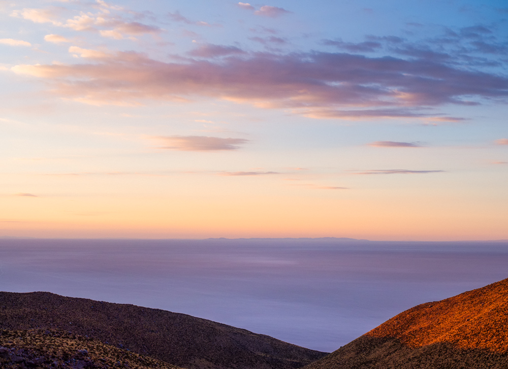 Salar de Uyuni salt flats at dawn, Bolivia