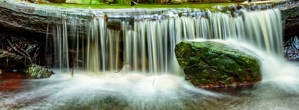 Woodland stream near to Whitby. Three image stitch from a Canon 5D MKII.