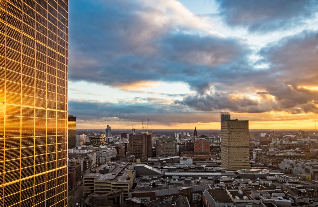 Sunset view across Manchester. Canon G7X pocket camera.
