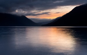 Evening at Crescent Lake, Washington, USA.