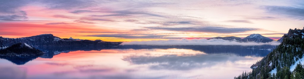Crater Lake. Panoramic from 4 images on the Olympus EM4.