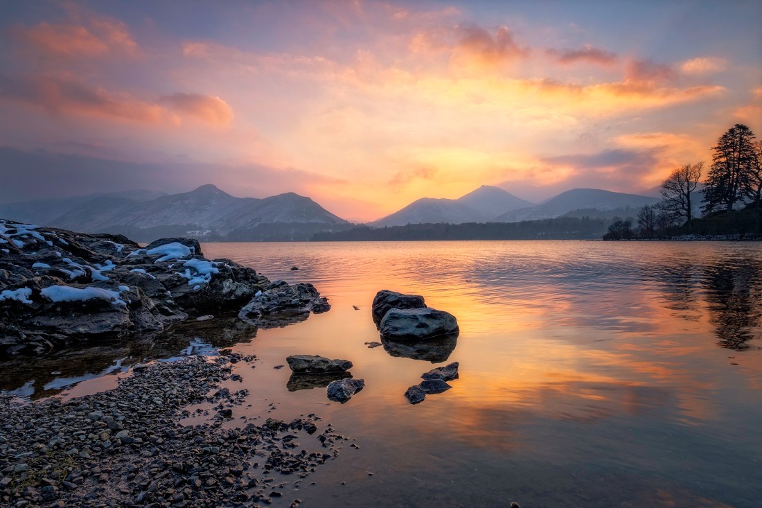 Derwentwater sunset, Keswick, The Lake District.