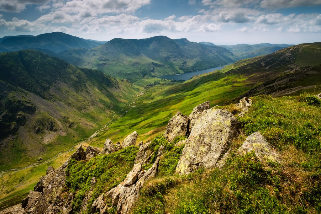 View from Dale Head looking towards Buttermere in the Lake District, Cumbria.