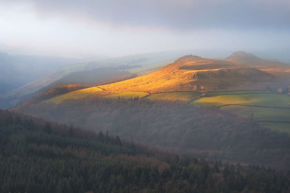 View from Bamford Edge at Sunset, Peak District National Park