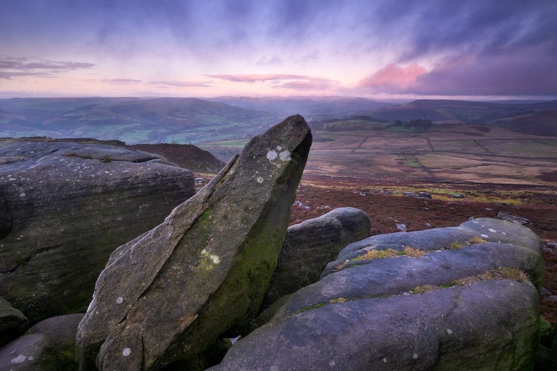 Pre dawn light on the rocks near surprise view in the peak district